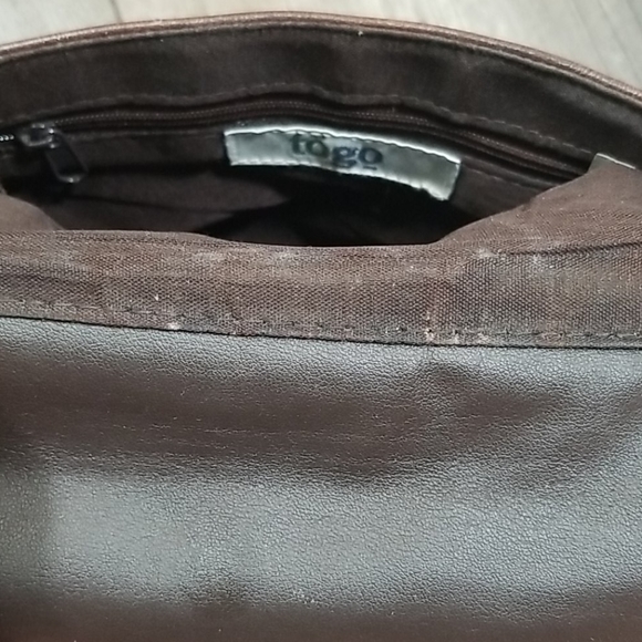 Togo Vintage Faux Leather Crossbody Purse Brown - Picture 6 of 7